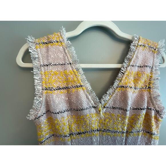 MAEVE @ ANTHROLOPOGIE SLEEVELESS TWEED MULTICOLOR MINI DRESS PEARL BUTTONS SZ 0 - Picture 12 of 16